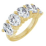 14K Gold Oval Natural Diamond Five-Stone Anniversary Band – 1 1/3–5 CTW - Yellow Gold