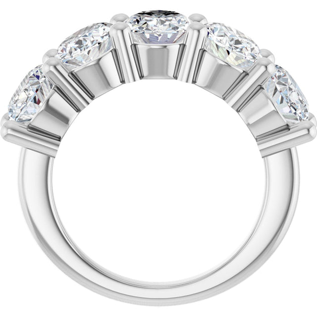 10K Gold Oval Lab-Grown Diamond Five-Stone Anniversary Band – 9/10–5 CTW - White Gold - view 2