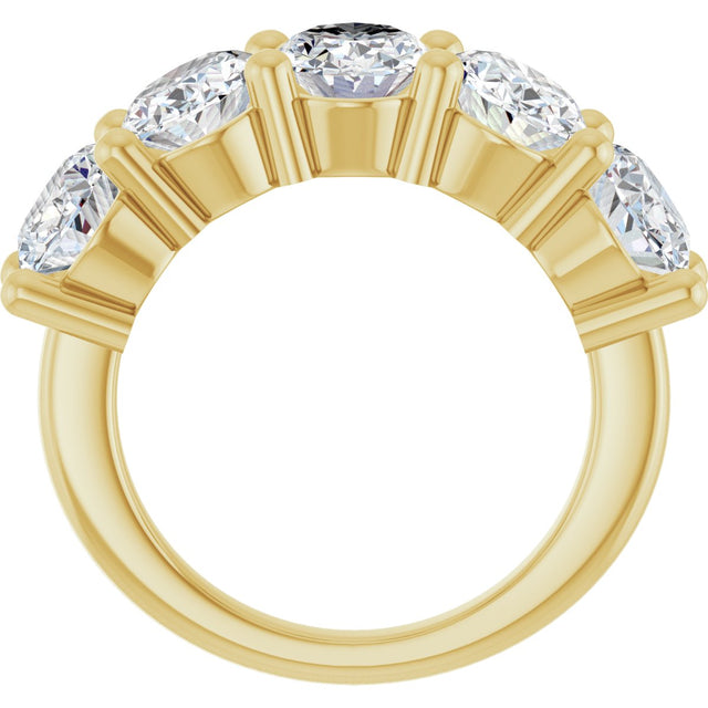10K Gold Oval Lab-Grown Diamond Five-Stone Anniversary Band – 9/10–5 CTW - Yellow Gold - view 2