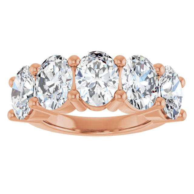 10K Gold Oval Lab-Grown Diamond Five-Stone Anniversary Band – 9/10–5 CTW - Rose Gold - view 3