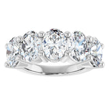 10K Gold Oval Natural Diamond Five-Stone Anniversary Band – 1 1/3–5 CTW - White Gold - view 3