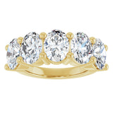 14K Gold Oval Natural Diamond Five-Stone Anniversary Band – 1 1/3–5 CTW - Yellow Gold - view 3