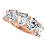 14K Gold Oval Natural Diamond Five-Stone Anniversary Band – 1 1/3–5 CTW - Rose Gold - view 5