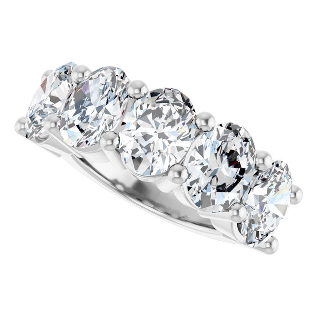 10K Gold Oval Natural Diamond Five-Stone Anniversary Band – 1 1/3–5 CTW - White Gold - view 5