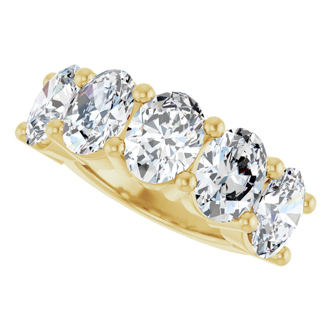 10K Gold Oval Natural Diamond Five-Stone Anniversary Band – 1 1/3–5 CTW - Yellow Gold - view 5