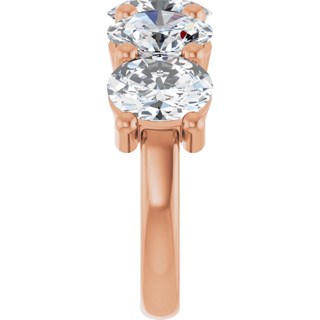 14K Gold Oval Lab-Grown Diamond Five-Stone Anniversary Band – 9/10–5 CTW - Rose Gold - view 4