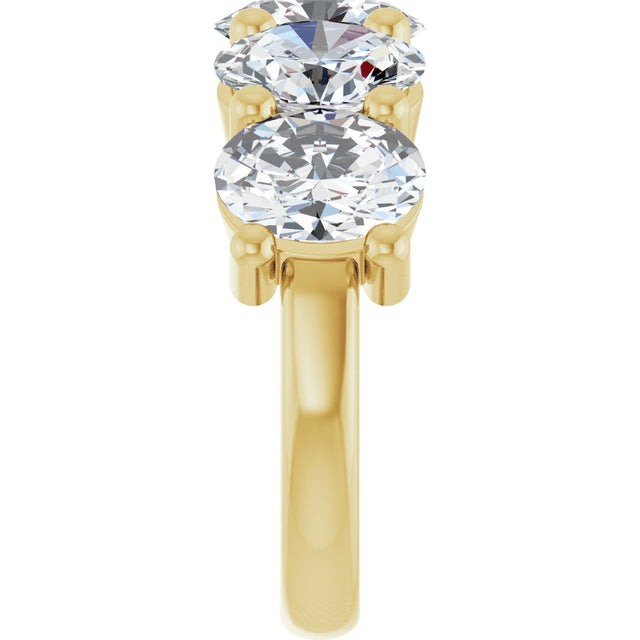 10K Gold Oval Natural Diamond Five-Stone Anniversary Band – 1 1/3–5 CTW - Yellow Gold - view 4