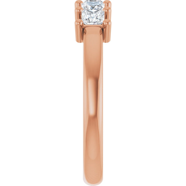 10K Gold Square Lab-Grown Diamond Five-Stone Anniversary Band – 3/8–1 1/2 CTW - Rose Gold - view 4