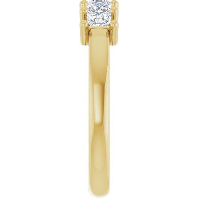 10K Gold Square Natural Diamond Five-Stone Anniversary Band – 1/3–1 1/4 CTW - Yellow Gold - view 4