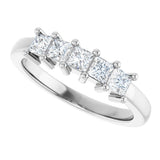 14K Gold Square Natural Diamond Five-Stone Anniversary Band – 1/3–1 1/4 CTW - White Gold - view 5