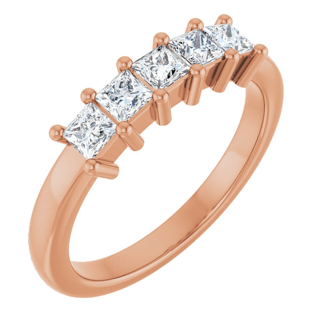 10K Gold Square Natural Diamond Five-Stone Anniversary Band – 1/3–1 1/4 CTW - Rose Gold