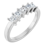 10K Gold Square Natural Diamond Five-Stone Anniversary Band – 1/3–1 1/4 CTW - White Gold