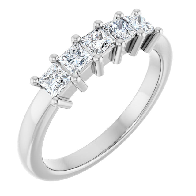 10K Gold Square Natural Diamond Five-Stone Anniversary Band – 1/3–1 1/4 CTW - White Gold