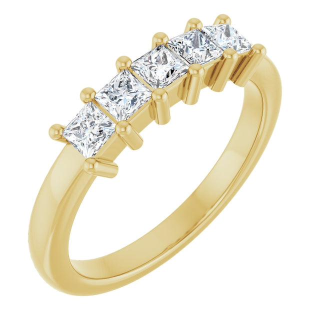 10K Gold Square Natural Diamond Five-Stone Anniversary Band – 1/3–1 1/4 CTW - Yellow Gold
