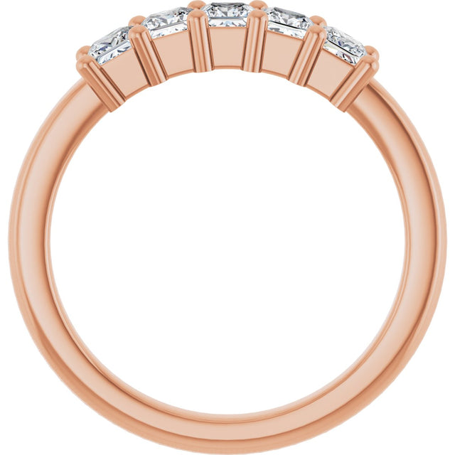 10K Gold Square Natural Diamond Five-Stone Anniversary Band – 1/3–1 1/4 CTW - Rose Gold - view 2