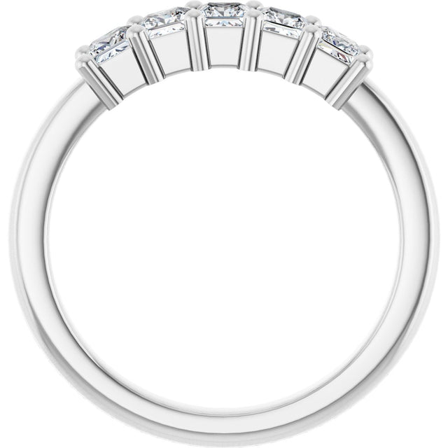 10K Gold Square Lab-Grown Diamond Five-Stone Anniversary Band – 3/8–1 1/2 CTW - White Gold - view 2