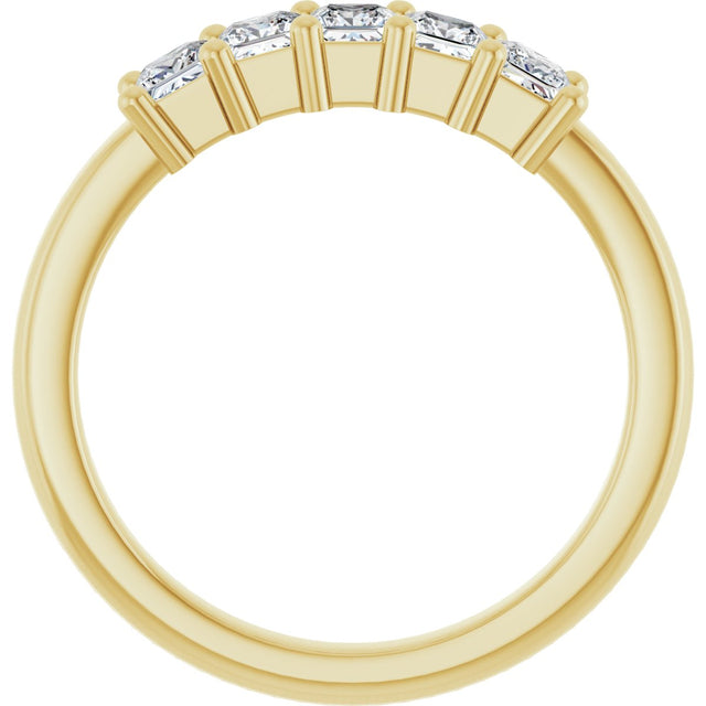10K Gold Square Natural Diamond Five-Stone Anniversary Band – 1/3–1 1/4 CTW - Yellow Gold - view 2