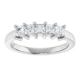 10K Gold Square Natural Diamond Five-Stone Anniversary Band – 1/3–1 1/4 CTW - White Gold - view 3