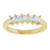 14K Gold Square Lab-Grown Diamond Five-Stone Anniversary Band – 1/3–1 1/4 CTW - Yellow Gold - view 3