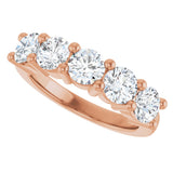 10K Gold Round Lab-Grown Diamond Five-Stone Anniversary Band – 2 1/2–4 CTW - Rose Gold - view 5