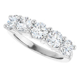 14K Gold Round Natural Diamond Five-Stone Anniversary Band – 2 1/3–4 CTW - White Gold - view 5