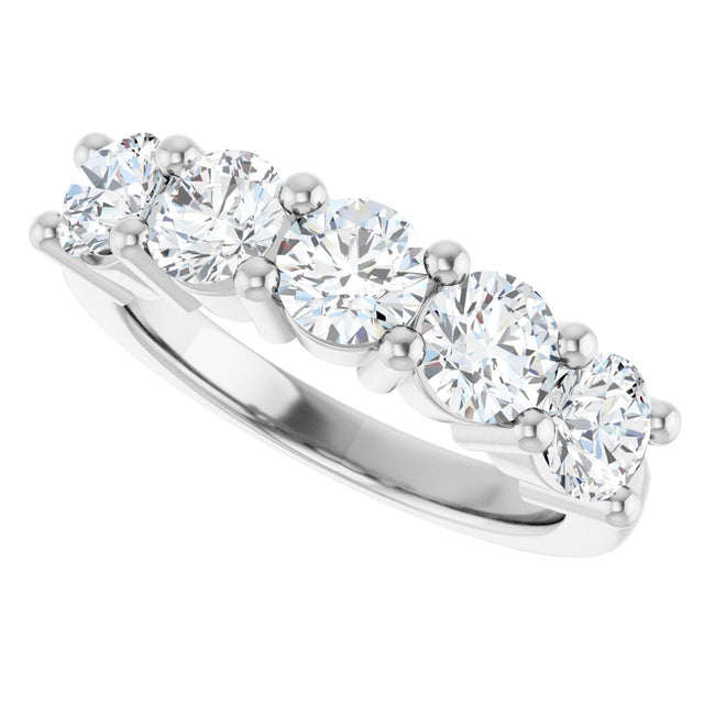 10K Gold Round Natural Diamond Five-Stone Anniversary Band – 2 1/3–4 1/4 CTW - White Gold - view 5