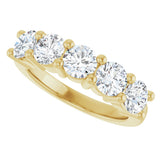 10K Gold Round Lab-Grown Diamond Five-Stone Anniversary Band – 2 1/2–4 CTW - Yellow Gold - view 5