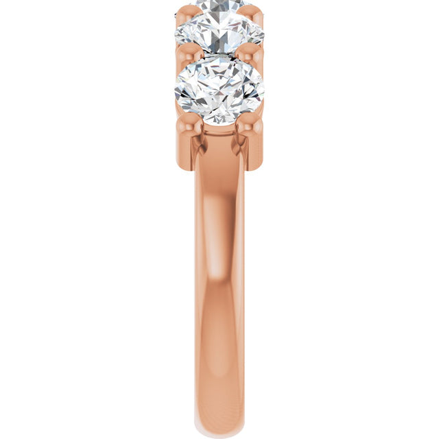 10K Gold Round Lab-Grown Diamond Five-Stone Anniversary Band – 2 1/2–4 CTW - Rose Gold - view 4