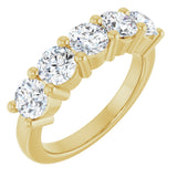 10K Gold Round Natural Diamond Five-Stone Anniversary Band – 2 1/3–4 1/4 CTW - Yellow Gold
