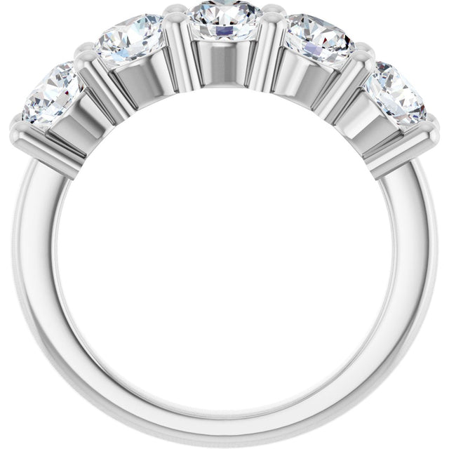 14K Gold Round Natural Diamond Five-Stone Anniversary Band – 2 1/3–4 CTW - White Gold - view 2