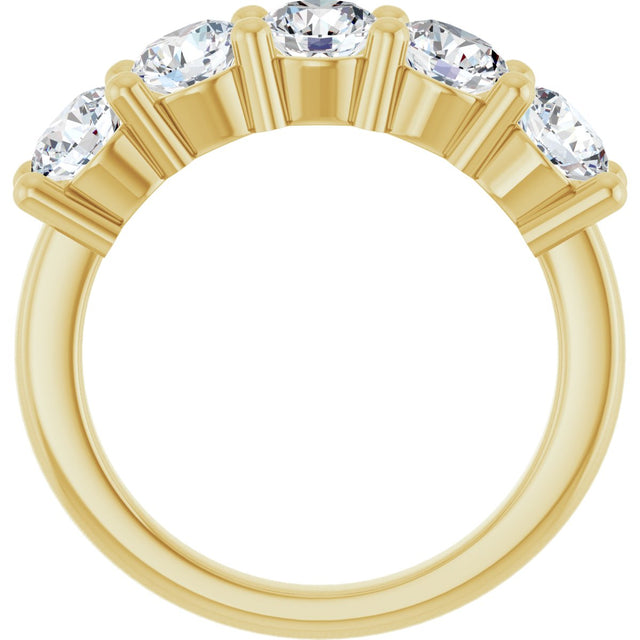 10K Gold Round Lab-Grown Diamond Five-Stone Anniversary Band – 2 1/2–4 CTW - Yellow Gold - view 2
