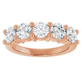 10K Gold Round Lab-Grown Diamond Five-Stone Anniversary Band – 2 1/2–4 CTW - Rose Gold - view 3