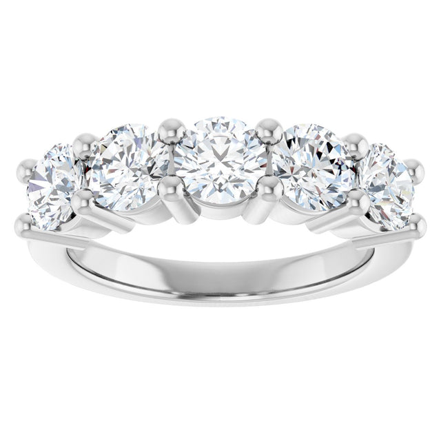 10K Gold Round Natural Diamond Five-Stone Anniversary Band – 2 1/3–4 1/4 CTW - White Gold - view 3