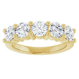 10K Gold Round Lab-Grown Diamond Five-Stone Anniversary Band – 2 1/2–4 CTW - Yellow Gold - view 3