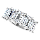 10K Gold Emerald Natural Diamond Five-Stone Anniversary Band – 1 1/2–5 CTW - White Gold - view 5
