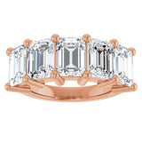 14K Gold Emerald Lab-Grown Diamond Five-Stone Anniversary Band – 1 1/2–6 1/4 CTW - Rose Gold - view 3