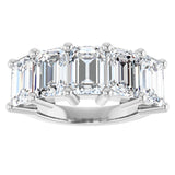 10K Gold Emerald Lab-Grown Diamond Five-Stone Anniversary Band – 1 1/2–5 CTW - White Gold - view 3