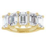 10K Gold Emerald Natural Diamond Five-Stone Anniversary Band – 1 1/2–5 CTW - Yellow Gold - view 3