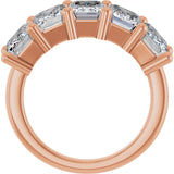 10K Gold Emerald Natural Diamond Five-Stone Anniversary Band – 1 1/2–5 CTW - Rose Gold - view 2