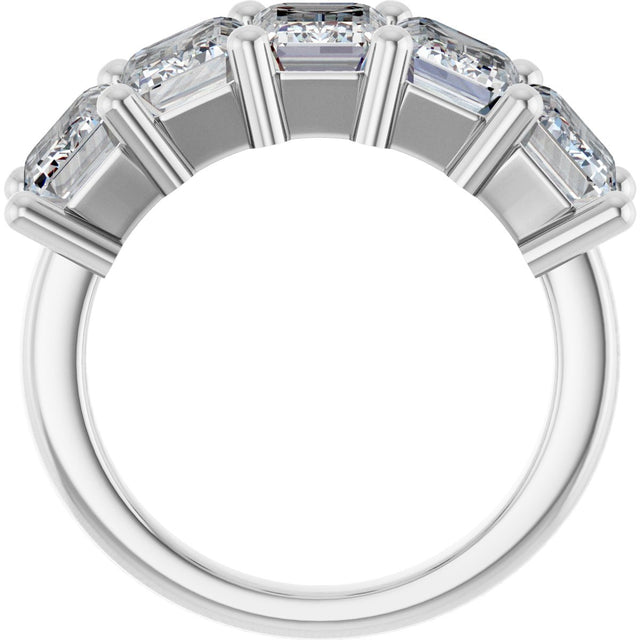 14K Gold Emerald Lab-Grown Diamond Five-Stone Anniversary Band – 1 1/2–6 1/4 CTW - White Gold - view 2