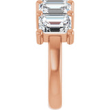 10K Gold Emerald Lab-Grown Diamond Five-Stone Anniversary Band – 1 1/2–5 CTW - Rose Gold - view 4