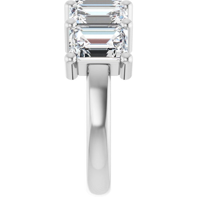 10K Gold Emerald Natural Diamond Five-Stone Anniversary Band – 1 1/2–5 CTW - White Gold - view 4