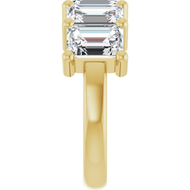 10K Gold Emerald Natural Diamond Five-Stone Anniversary Band – 1 1/2–5 CTW - Yellow Gold - view 4