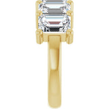 10K Gold Emerald Lab-Grown Diamond Five-Stone Anniversary Band – 1 1/2–5 CTW - Yellow Gold - view 4