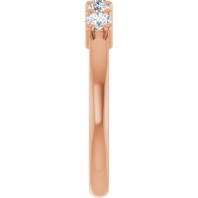 14K Gold Round Natural Diamond Five-Stone Anniversary Band – 1/5–5/8 CTW - Rose Gold - view 4