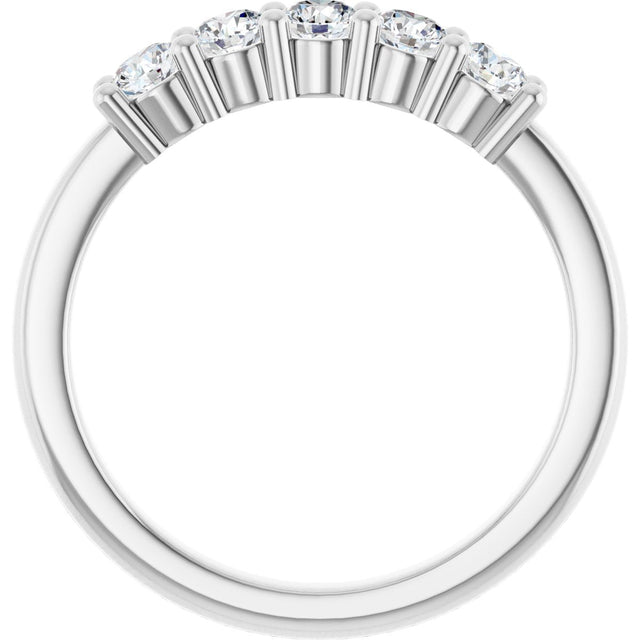 10K Gold Round Lab-Grown Diamond Five-Stone Anniversary Band – 1/4–5/8 CTW - White Gold - view 2