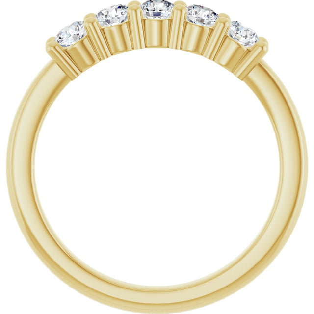 14K Gold Round Lab-Grown Diamond Five-Stone Anniversary Band – 1/5–5/8 CTW - Yellow Gold - view 2