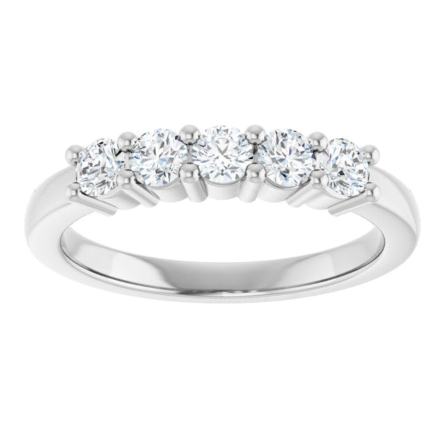 14K Gold Round Lab-Grown Diamond Five-Stone Anniversary Band – 1/5–5/8 CTW - White Gold - view 3