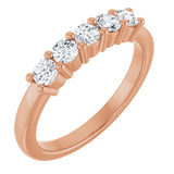 14K Gold Round Natural Diamond Five-Stone Anniversary Band – 1/5–5/8 CTW - Rose Gold