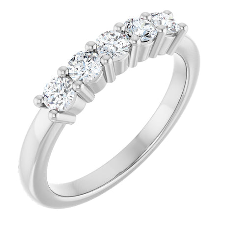 10K Gold Round Lab-Grown Diamond Five-Stone Anniversary Band – 1/4–5/8 CTW - White Gold